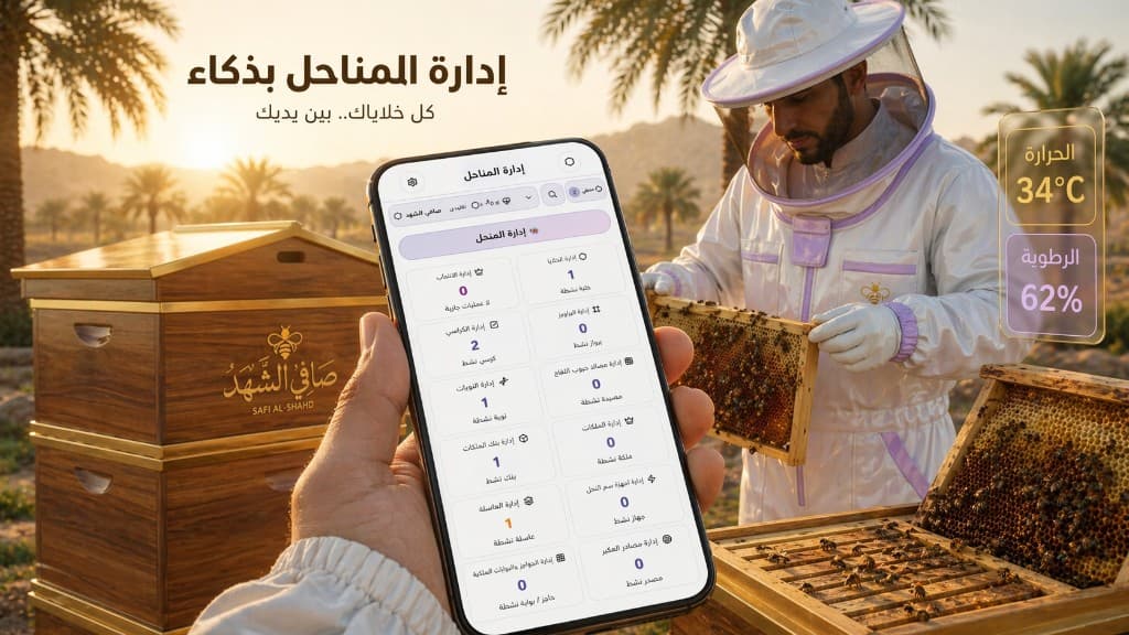 متحكم في المنحل أمام لوحة العربية.